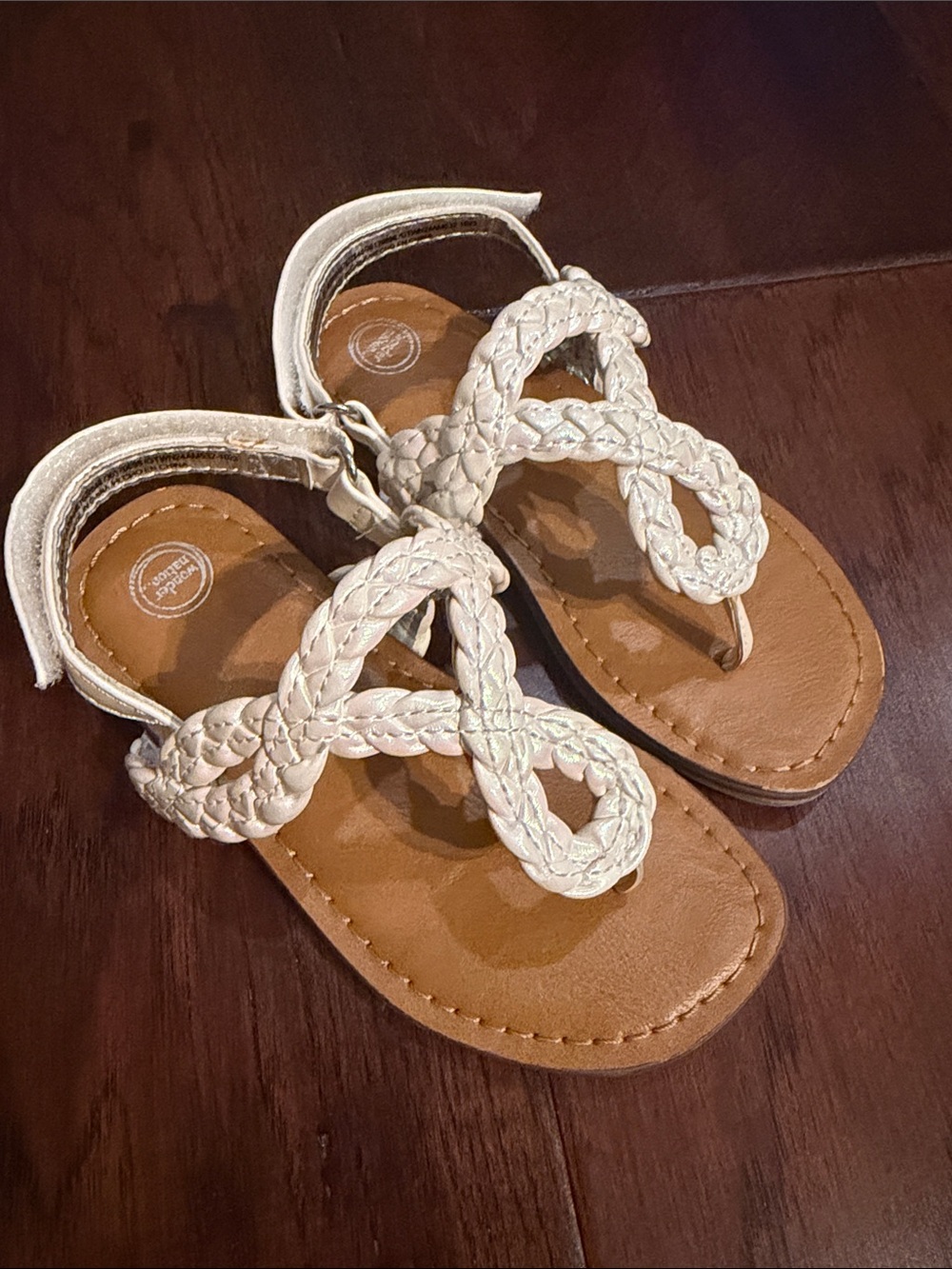 wonder nation White Braided Toe-Loop Sandals for Kids